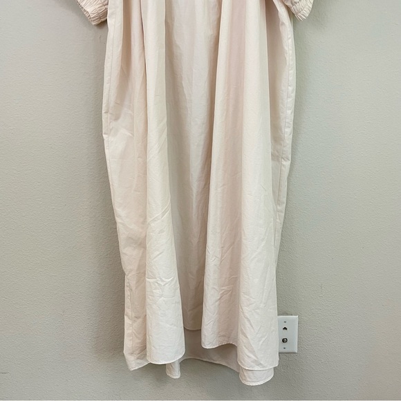 NAP Loungewear Tie Back Short Puff Sleeves Poplin Maxi Dress Size Small - Picture 5 of 13
